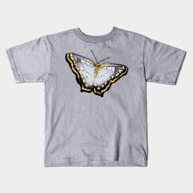 Black and Gold Butterfly Kids T-Shirt by designs-by-ann